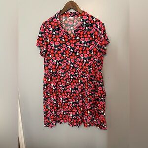 Hanna Anderson Floral Pocket Shirt Dress Button up size large
